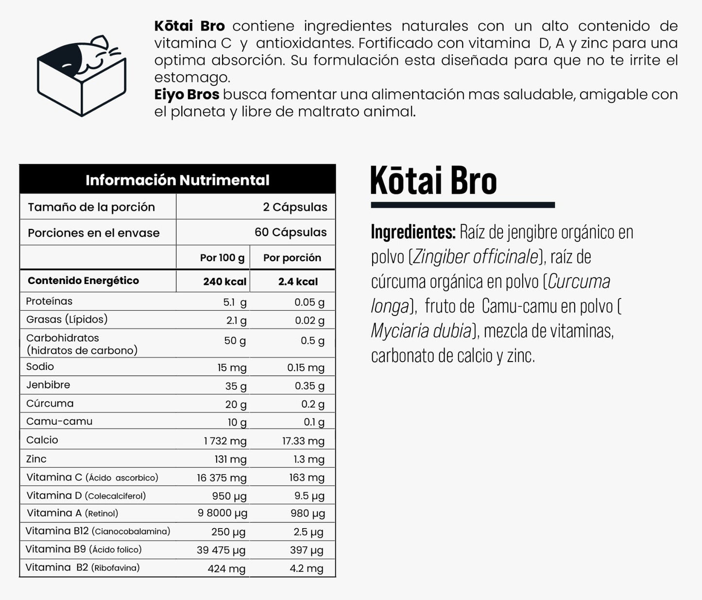 Paquete Bienestar Integral Incluye 4 botes de Cápsulas (Tenkan, Zeen, Kotai y Shoka) Eiyo Bros - Eiyo