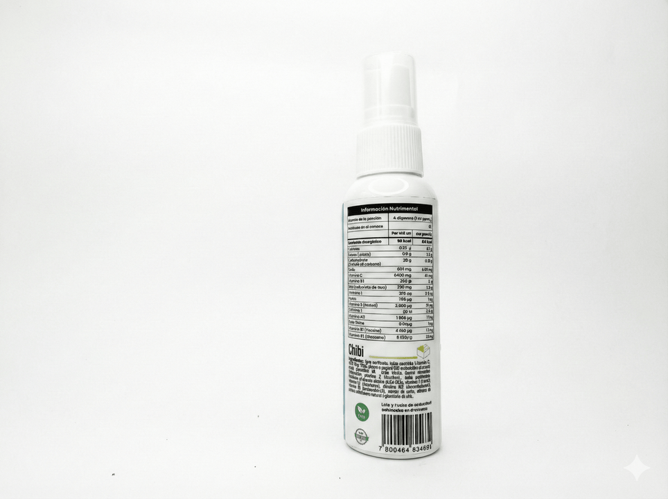 CHIBI Eiyo Spray Multivitamínico Infantil – Vitamina C, Vitamina D3, Vitamina K, Biotina, Zinc, Vitamina A, Vitamina E y Vitamina B12 Sabor Cereza Natural para niños nueva Tecnologia Alta Absorción - Eiyo