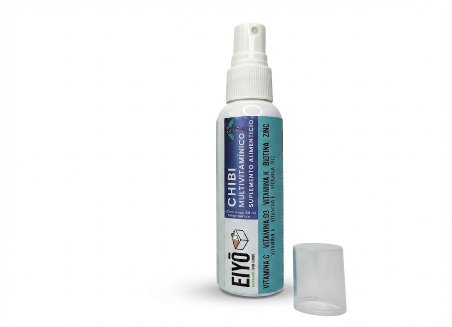 CHIBI Eiyo Spray Multivitamínico Infantil – Vitamina C, Vitamina D3, Vitamina K, Biotina, Zinc, Vitamina A, Vitamina E y Vitamina B12 Sabor Cereza Natural para niños nueva Tecnologia Alta Absorción - Eiyo