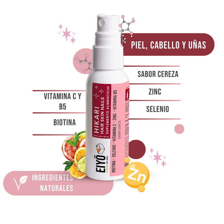 Hikari Spray bucal para cabello, piel y uñas – Sabor Cereza - Eiyo