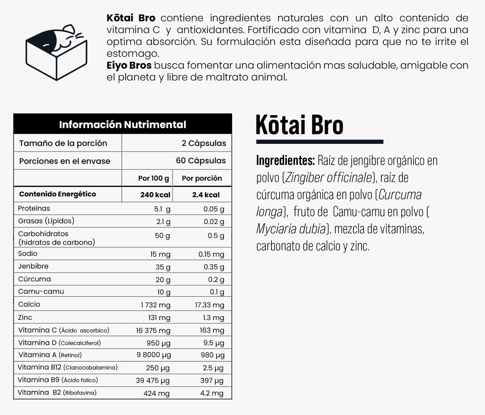 Paquete Bienestar Integral Incluye 4 botes de Cápsulas (Tenkan, Zeen, Kotai y Shoka) Eiyo Bros - Eiyo