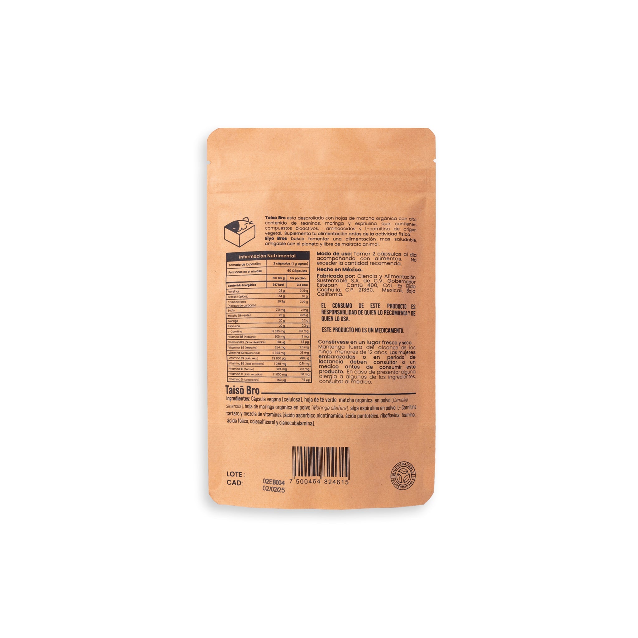 Taiso NUEVA FORMULA: Extracto de Té Verde, Cordyceps, Centonas de Franmbuesa, L - Carnitina Vitaminas y Complejo B - Eiyo