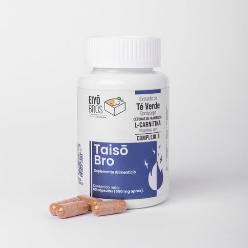 Taiso NUEVA FORMULA: Extracto de Té Verde, Cordyceps, Centonas de Franmbuesa, L - Carnitina Vitaminas y Complejo B - Eiyo